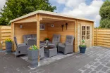 Blokhut - Tuinhuis 28mm Chappo met overkapping-