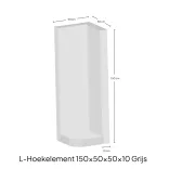 Hoek-L-Element 150x50x50x10cm Zichtbeton-