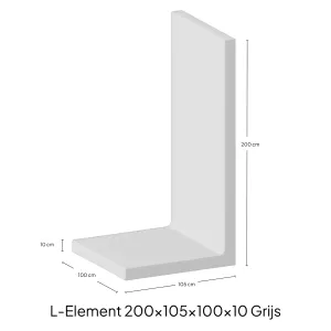 L-Element 200x105x100x10cm Zichtbeton-