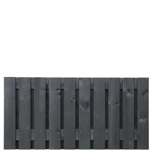 Tuinscherm Breukelen (19+2) Vuren Zwart gespoten 90x180cm-Zwart gespoten vuren