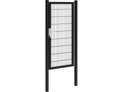 Hillfence met. enkele poort Premium+slot 100x180cm zwart-Geleverd inclusief slot én bevestigingsmateriaal
