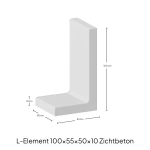 L-Element 100x55x50x10cm Zichtbeton-Voor de realisatie van hoogteverschillen