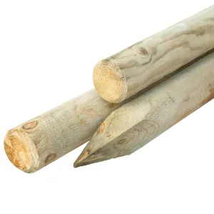 Ronde paal Grenen groen geïmpregn. Ø8x250cm gepunt gekruind-Groen geïmpregneerd grenen