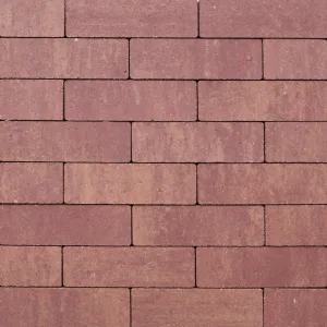 Strackstone Crown GRN+ Dikformaat 21x7x8 vlak wijnrood/oker genuanceerd KOMO PL2-Gekleurde onderlaag van beton met hoge kwaliteit deklaag