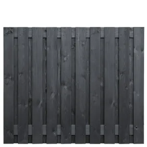 Tuinscherm Breukelen (19+2) Vuren Zwart gespoten 150x180cm-Zwart gespoten vuren