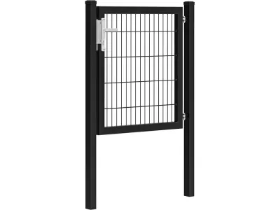 Hillfence met. enkele poort Premium+slot 100x100cm zwart-Geleverd inclusief slot én bevestigingsmateriaal