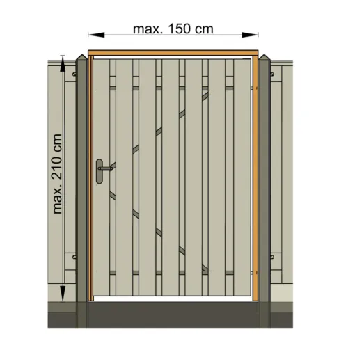 Tuindeurkozijn Grenen Zwart gespoten Geschaafd 210x140cm-Geschaafd