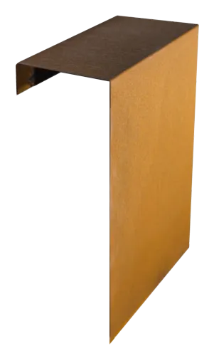 Corten Overzetstuk 500x450x150mm-Er ontstaat een oranjebruine roestlaag na blootstelling aan buitenlucht
