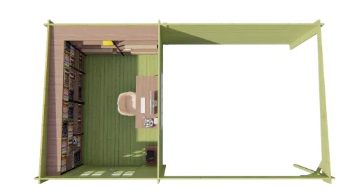 Blokhut - Tuinhuis 40mm groen geïmp. Anton met overkapping-