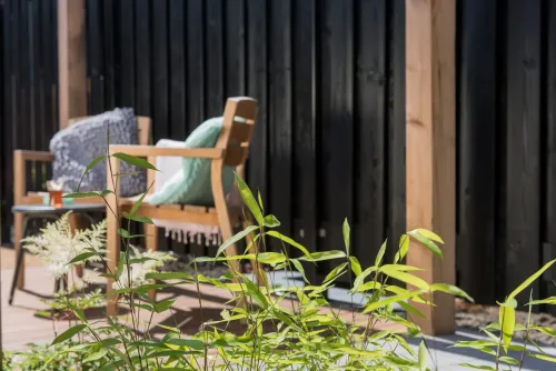 Tuinscherm Breukelen (19+2) Vuren Zwart gespoten 180x180cm-