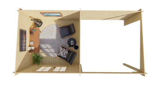 Blokhut - Tuinhuis 28mm Chappo met overkapping-