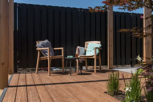 Tuinscherm Breukelen (19+2) Vuren Zwart gespoten 180x180cm-