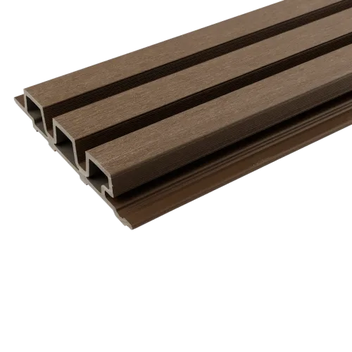 WPC WEO35 Gardenwall 33x170mm (wb 140mm) 290cm Teak-Optiek van hedendaags open latwerk