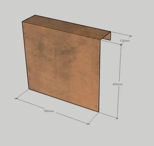 Corten Overzetstuk 500x450x120mm-