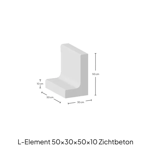 L-Element 50x30x50x10cm Zichtbeton-Voor de realisatie van hoogteverschillen