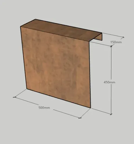Corten Overzetstuk 500x450x150mm-