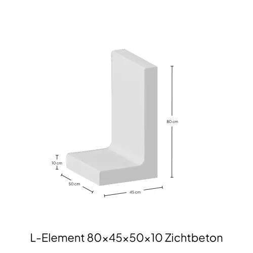 L-Element 80x45x50x10cm Zichtbeton-Voor de realisatie van hoogteverschillen