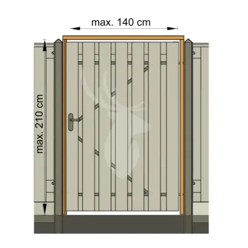 Tuindeurkozijn + aanslagligger Vuren Groen Geimpr 210x140-Geschaafd