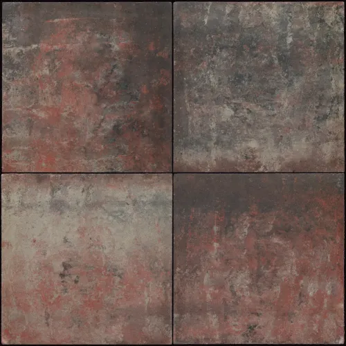 Carré tegel 50x50x5 vlak KOMO nero rosso-