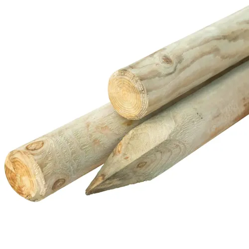 Ronde paal Grenen groen geïmpregn. Ø8x250cm gepunt gekruind-Groen geïmpregneerd grenen