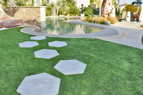 Staptegel Hexagon Quarzite Bianca o60x52x2cm-