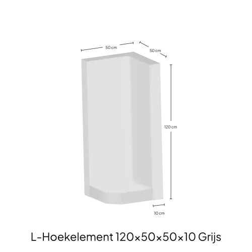 Hoek-L-Element 120x50x50x10cm Zichtbeton-